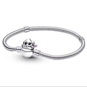 S925 Disney Inspired STITCH Snake Chain Moments Bracelet - Size 7.9” - NWOT
